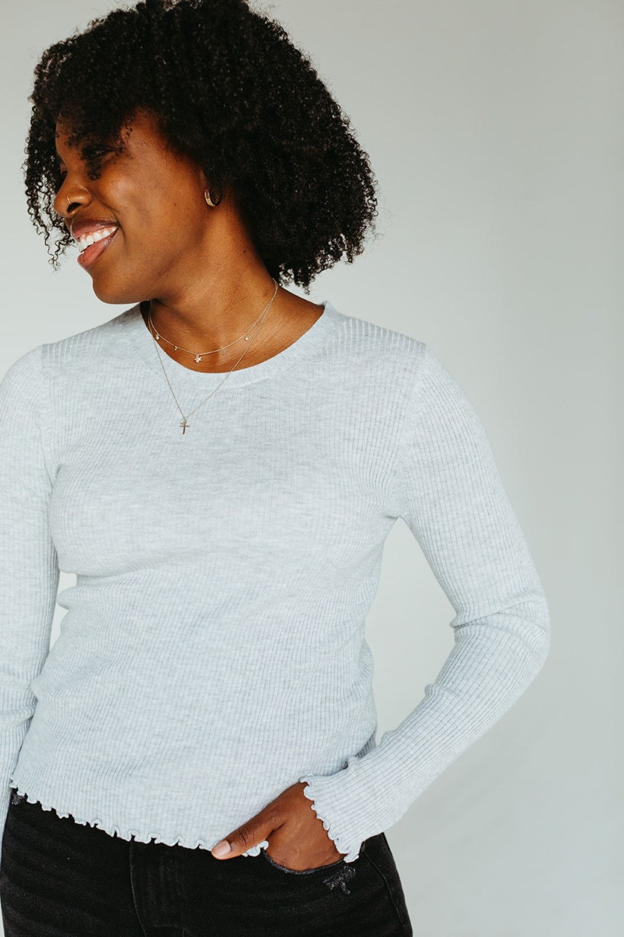 August Cloth Tops | Stormy Ribbed Top