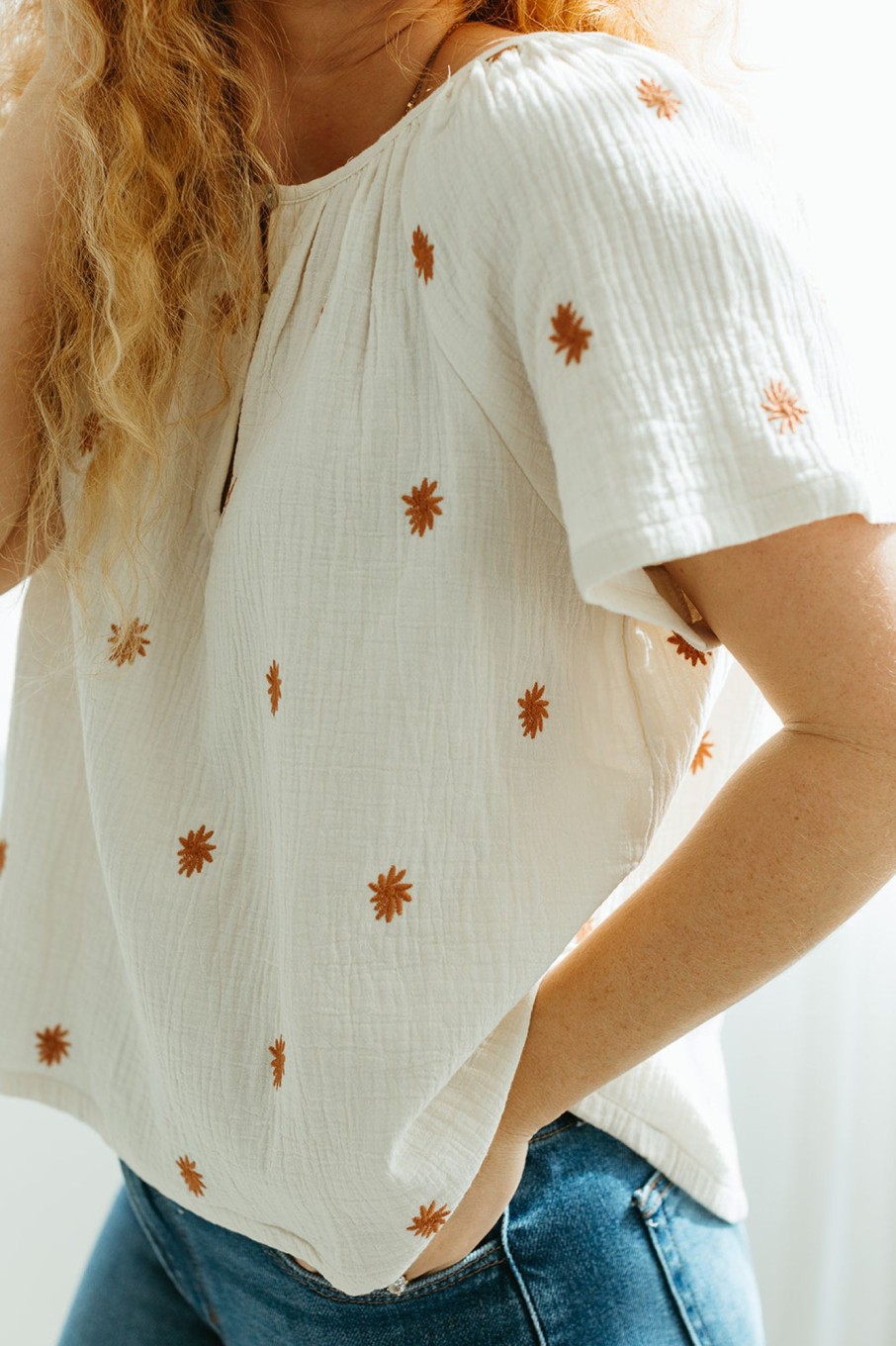 August Cloth Tops | Iris Embroidered Top