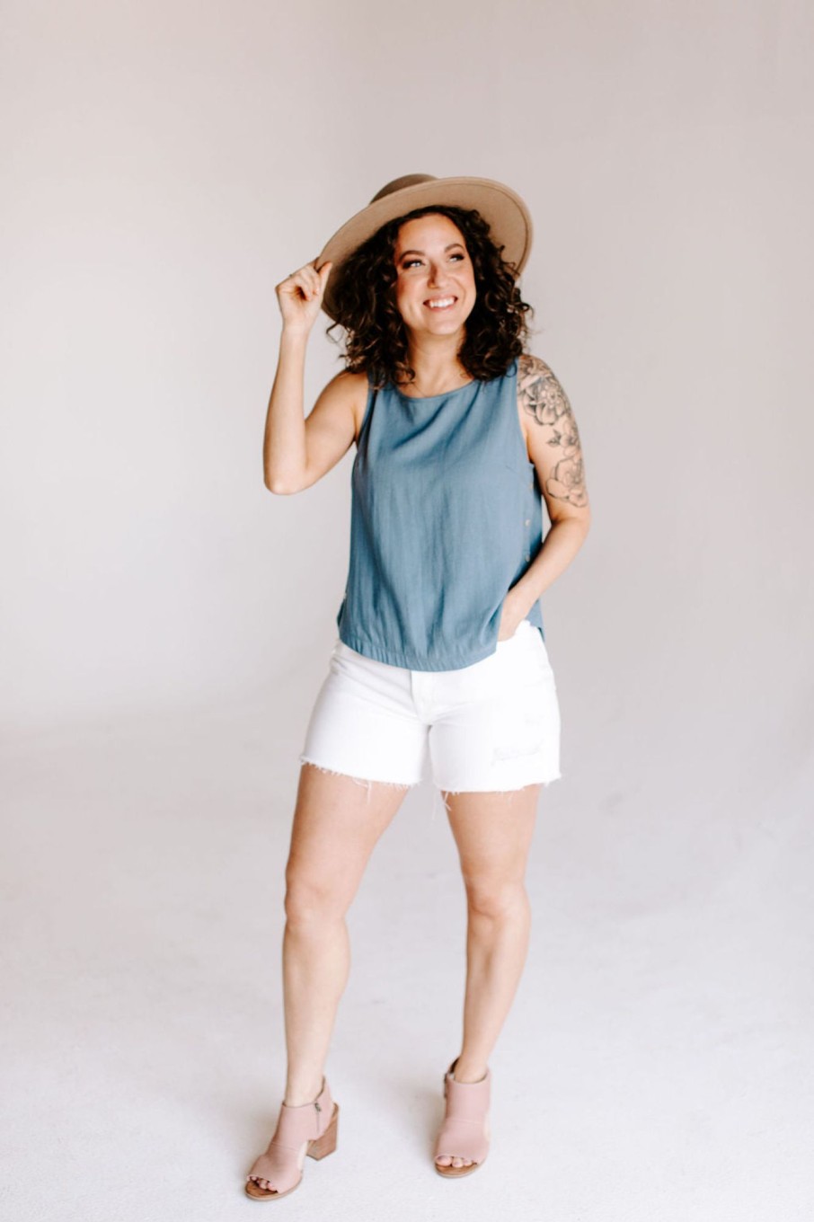 August Cloth Tops | Wilde Button Tank