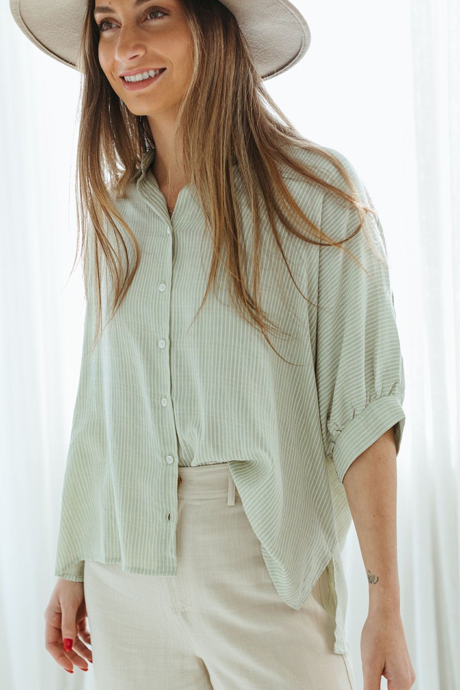 August Cloth Tops | Villa Pinstripe Top