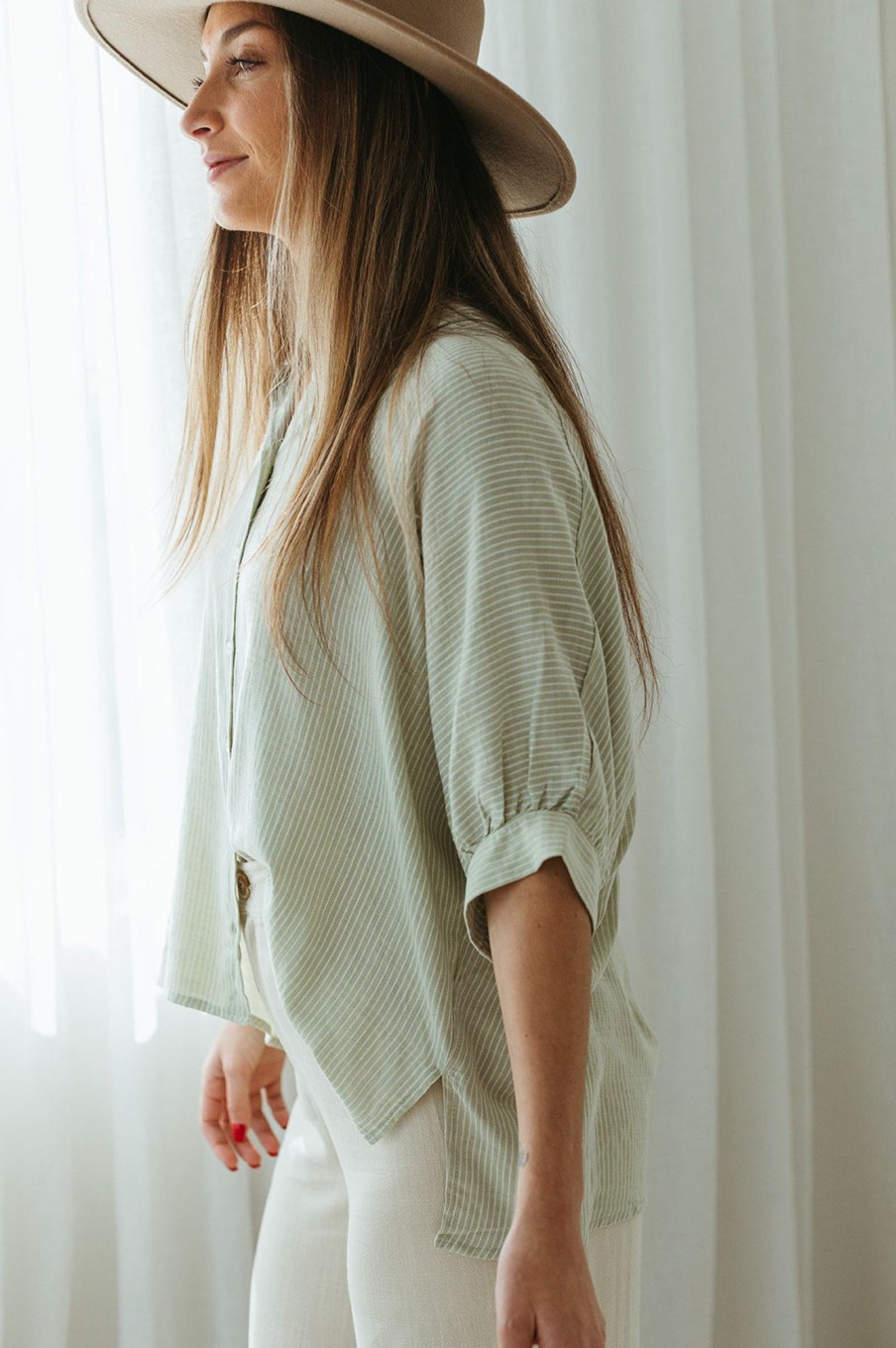 August Cloth Tops | Villa Pinstripe Top