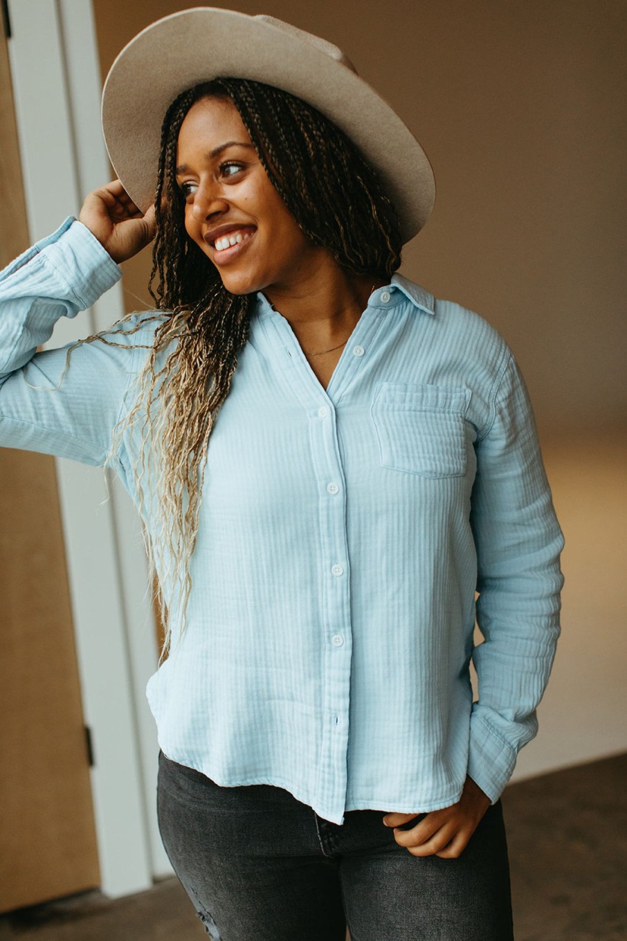 August Cloth Tops | Reagan Button Up Top